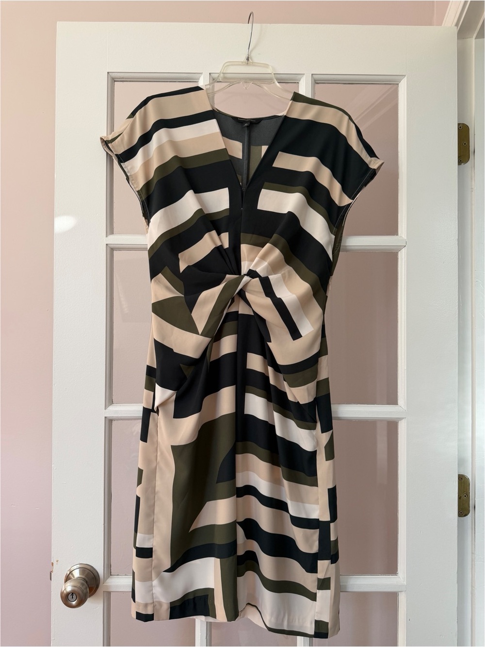 Banana Republic Striped Geometric Twist Front Knee-Length Dress